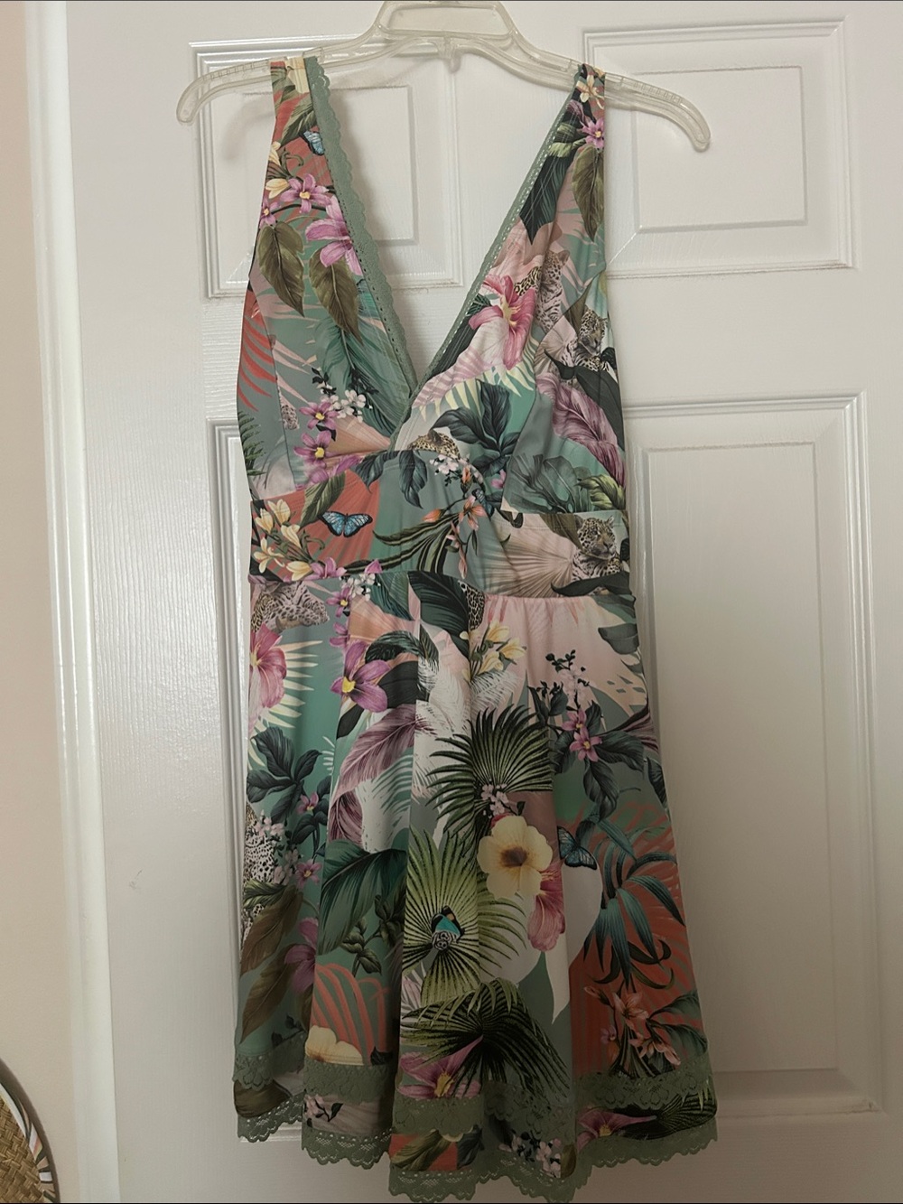 torrid Multicolor Tropical Print Swim dress with safari theme